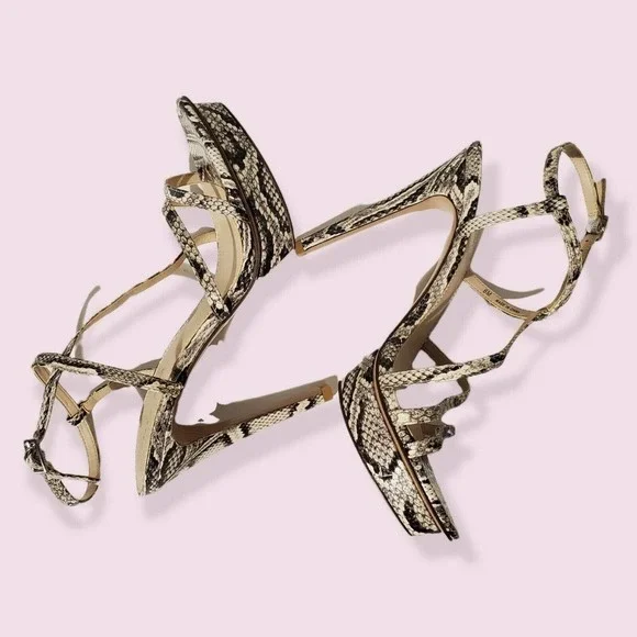 PELLE Moda Sandals Olya Sandal In Black White Snake Print Size 8 - Picture 9 of 11